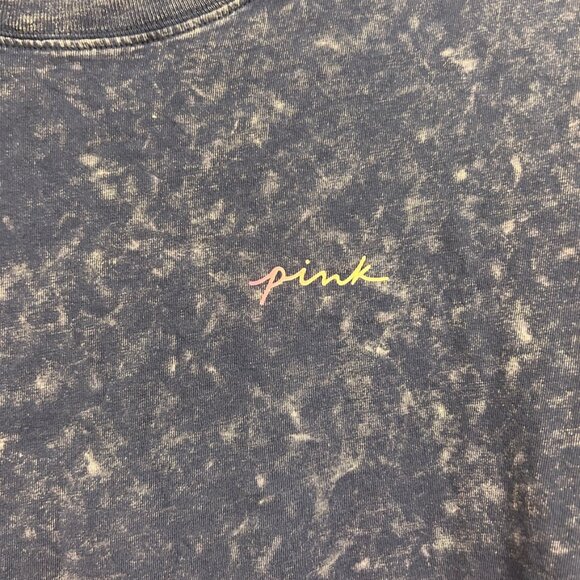 0358 Victoria’s Secret PINK Oversized Blue Acid Wash “LOVE PINK” T-Shirt - Picture 2 of 9